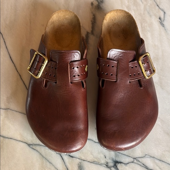 Birkenstock Brown Leather Clogs - Picture 3 of 9